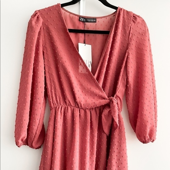 ZARA Swiss Dot Wrap Dress - Picture 3 of 12